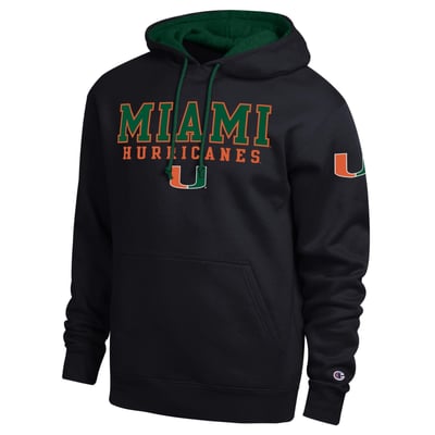  Miami Hurricanes Champion Contrast Hoodie - Black