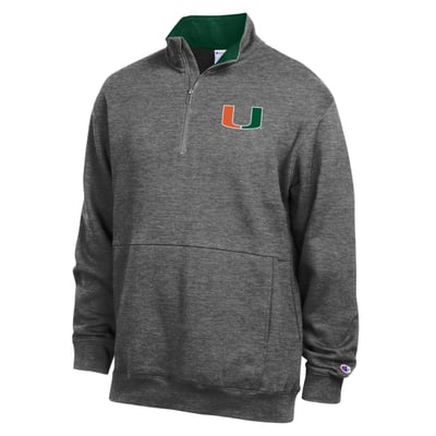  Miami Hurricanes Champion Fleece Quarter-Zip Pullover - Charcoal