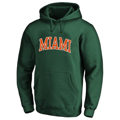  Miami Hurricanes Champion Arch Over Tackle Twill Hoodie - Green