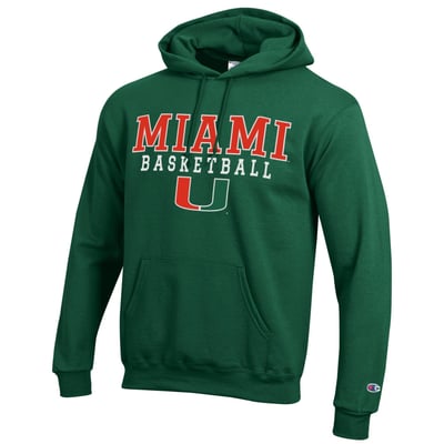Miami Hurricanes Champion Basketball Icon Hoodie - Green