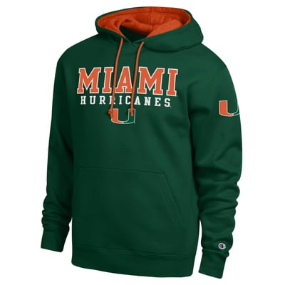  Miami Hurricanes Champion Contrast Hoodie - Green
