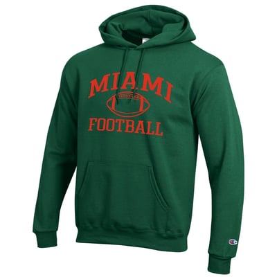 Miami Hurricanes Champion Football Icon Hoodie - Green