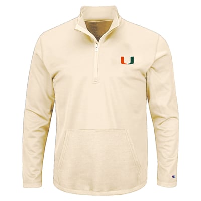 Miami Hurricanes Champion Big & Tall Quarter-Zip Pullover - Oatmeal

