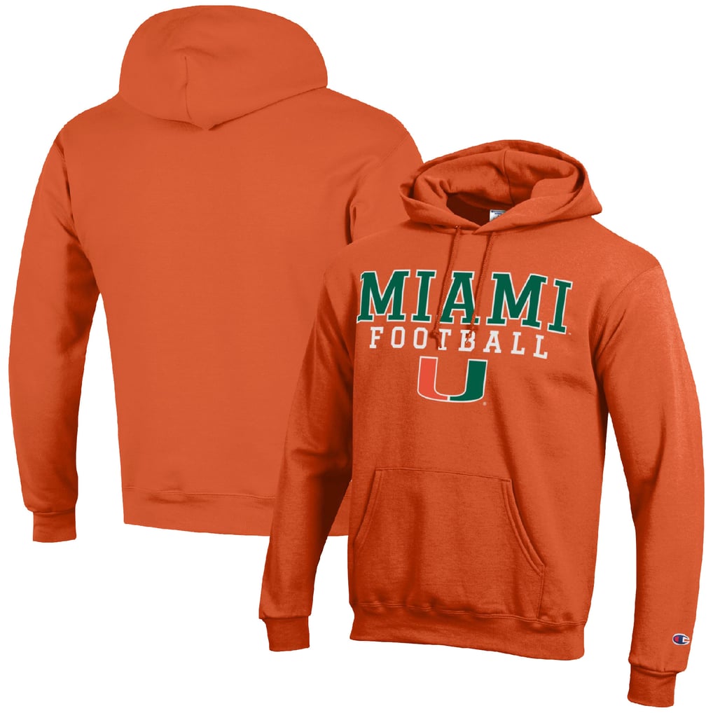 Miami Hurricanes Champion Football Stack Pullover Hoodie - Orange