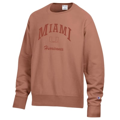 Miami Hurricanes Champion Garment Dye Reverse Weave Sweatshirt - Orange