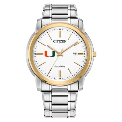 Miami Hurricanes Citizen Watch Eco-Drive Two-Tone Steel Watch