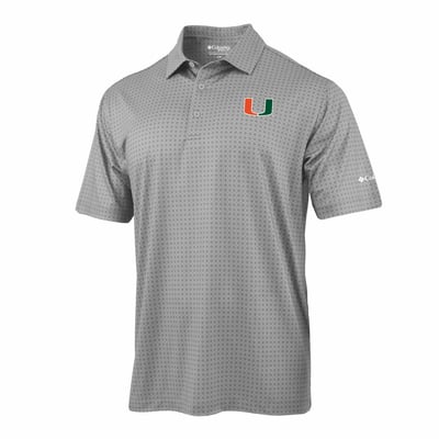  Miami Hurricanes Columbia Highland Drift Polo - Gray
