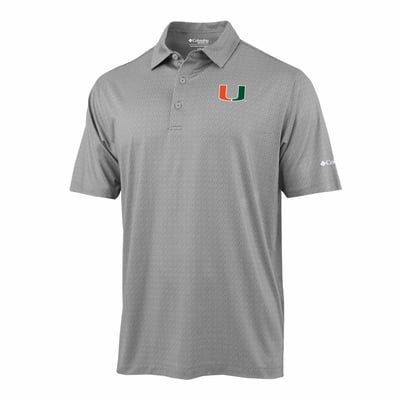  Miami Hurricanes Columbia Pacer Polo - Gray