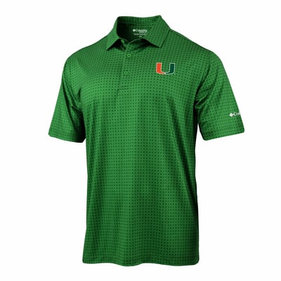  Miami Hurricanes Columbia Highland Drift Polo - Green