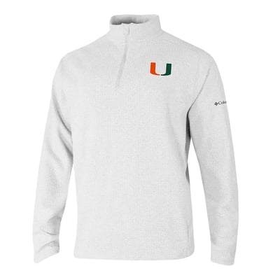  Miami Hurricanes Columbia Swingcraft Quarter-Zip Pullover - White