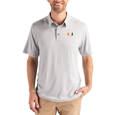 Miami Hurricanes Cutter & Buck Coastline Epic Comfort Eco Recycled Polo - Gray