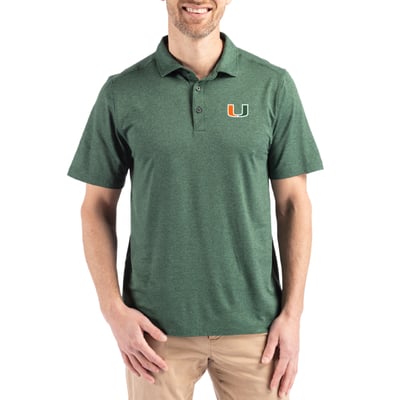Miami Hurricanes Cutter & Buck Coastline Epic Comfort Eco Recycled Polo - Green