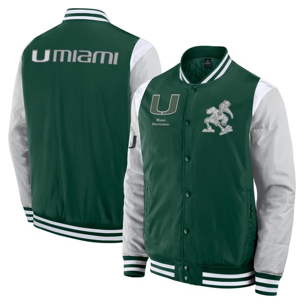 Fanatics Miami Hurricanes Green Quarter Zip Pullover - Men's Light Defender Jacket, Size Large