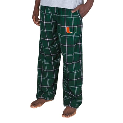 Miami Hurricanes Fanatics Big & Tall Ultimate Plaid Flannel Pajama Pants - Green/White
