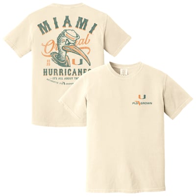 Miami Hurricanes FloGrown Vintage Mascot T-Shirt - Cream