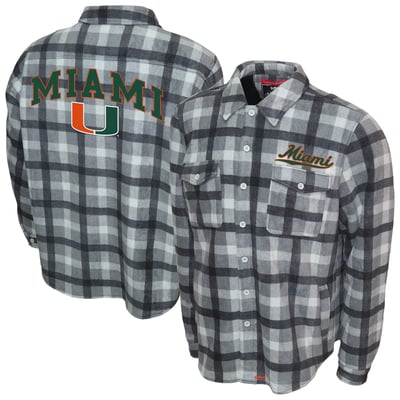 Miami Hurricanes Franchise Club Sherpa Flannel Full-Button Jacket - Gray