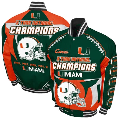 Miami Hurricanes Franchise Club Commemorative Cotton Twill Full-Snap Jacket - Green