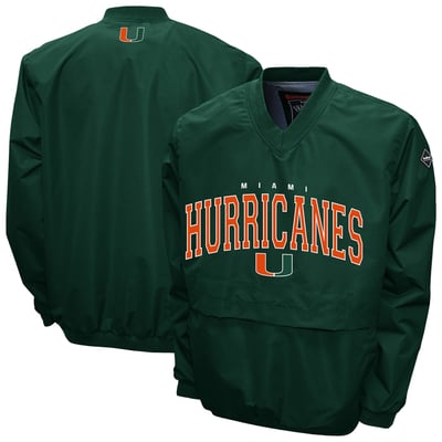 Miami Hurricanes Franchise Club Windshell V-Neck Jacket - Green