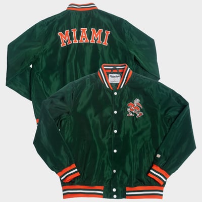  Miami Hurricanes Homefield Arched Type Full-Snap Bomber Jacket - Green