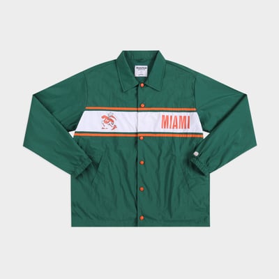Miami Hurricanes Homefield Striped Coaches Button-Up Jacket - Green