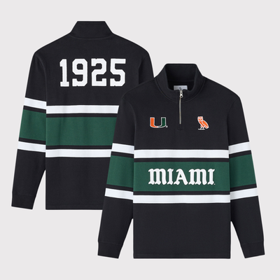 Miami Hurricanes OVO Rugby Half-Zip Pullover - Black