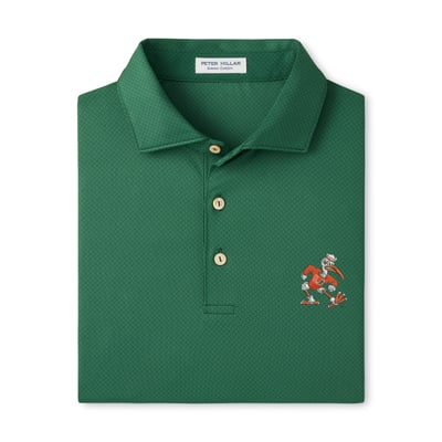  Miami Hurricanes Peter Millar Hugo Performance Jersey Polo - Green