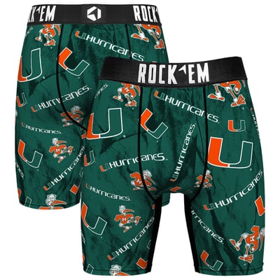  Miami Hurricanes Rock Em All Over Logo Boxer Briefs - Green