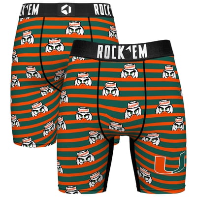  Miami Hurricanes Rock Em Mascot Stripes Boxer Briefs - Green