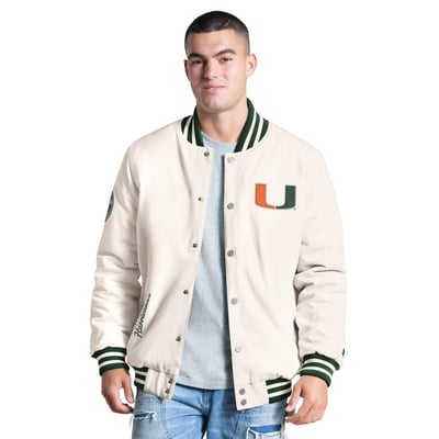 Miami Hurricanes Starter Spectator Varsity Full Snap Jacket - White