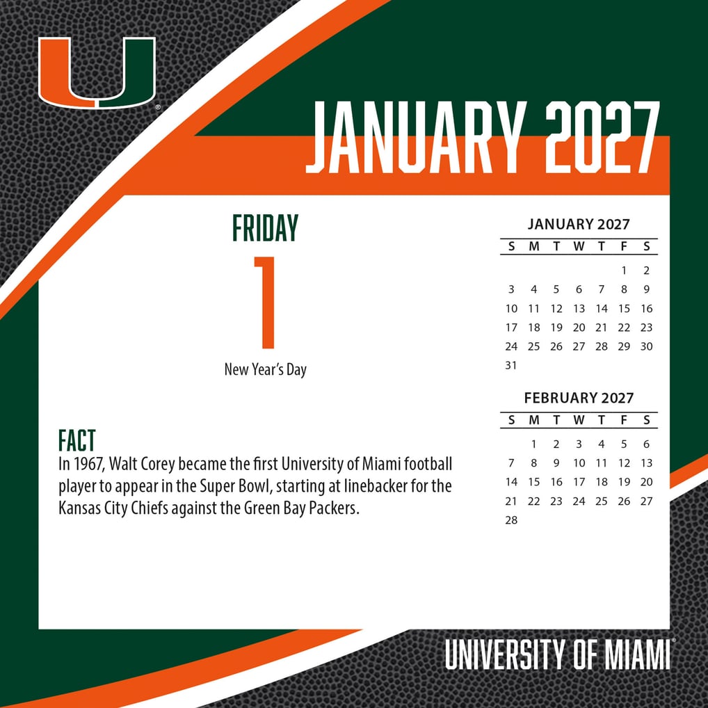 Miami Hurricanes 2027 Box Calendar