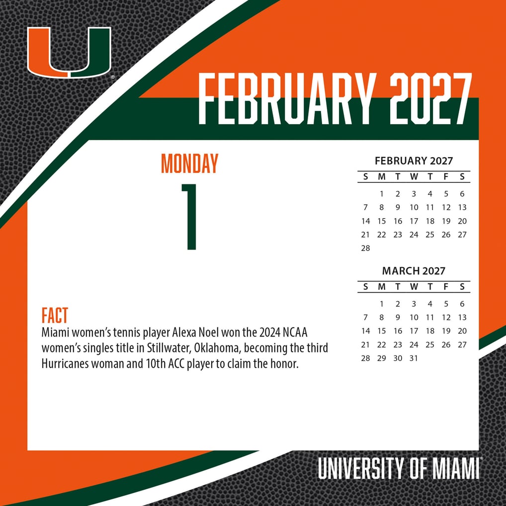 Miami Hurricanes 2027 Box Calendar
