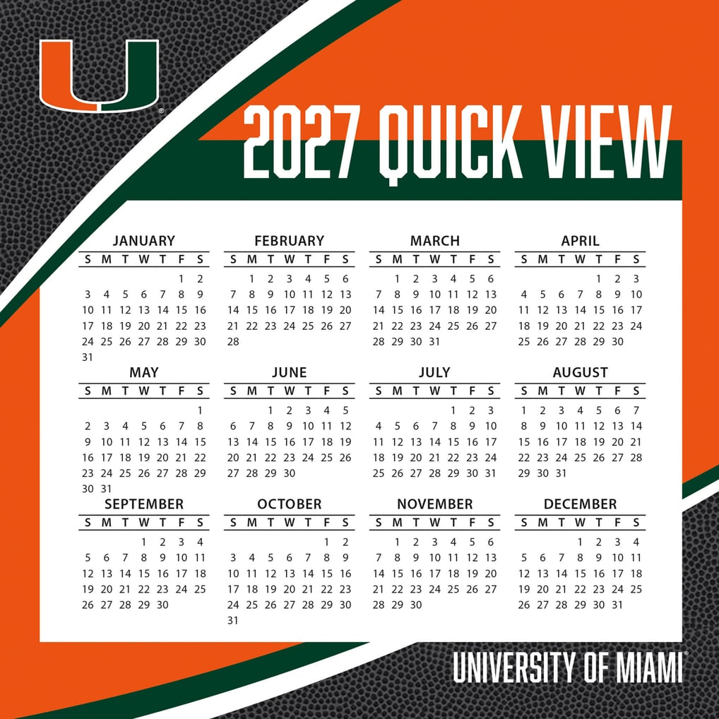 Miami Hurricanes 2027 Box Calendar