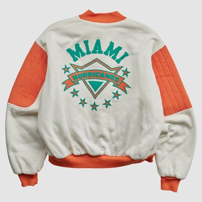 Miami Hurricanes Chalk Line 80s Full Snap Jacket - White - L by Fanatics Real Vintage