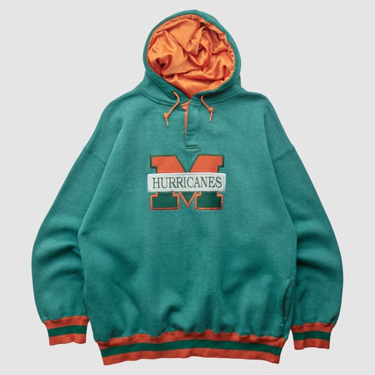 Miami Hurricanes CRABLE SPORTSWEAR 90s Hooded Pullover Sweatshirt - Teal - XL by Fanatics Real Vintage