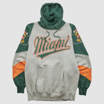 Miami Hurricanes Galt Sand 90s Hooded Pullover Sweatshirt - Heather Gray - L by Fanatics Real Vintage