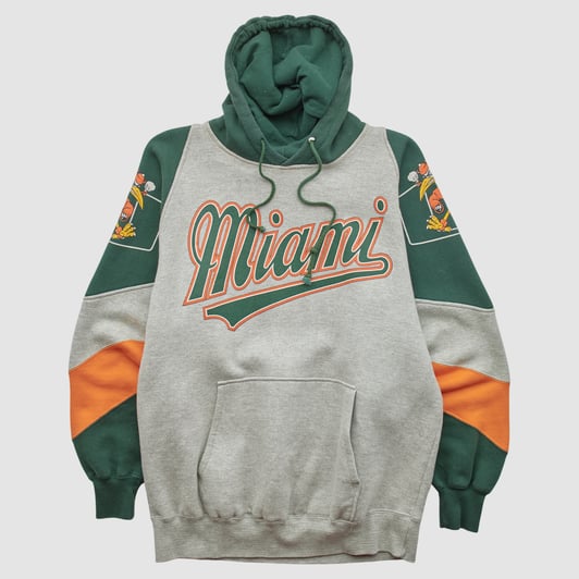 Miami Hurricanes Galt Sand 90s Hooded Pullover Sweatshirt - Heather Gray - L by Fanatics Real Vintage