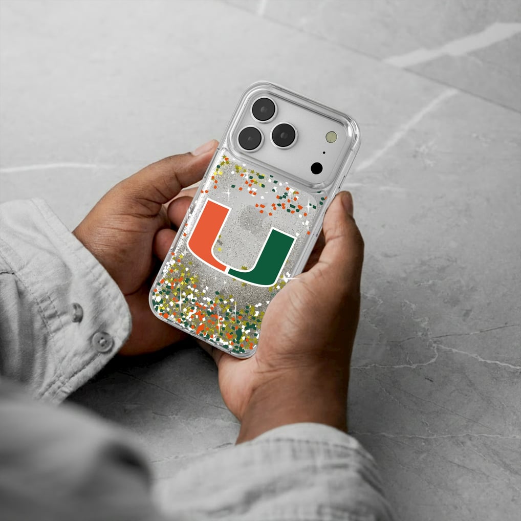 Miami Hurricanes iPhone Glitter Confetti Design Case