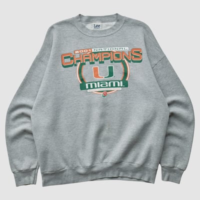 Miami Hurricanes Lee Apparel 2001 Pullover Sweatshirt - Heather Gray - XL by Fanatics Real Vintage