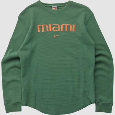 Miami Hurricanes Nike 2000s Long Sleeve Top - Green - S by Fanatics Real Vintage