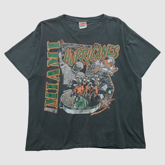 Miami Hurricanes Nutmeg Mills 90s T-shirt - Black - L by Fanatics Real Vintage