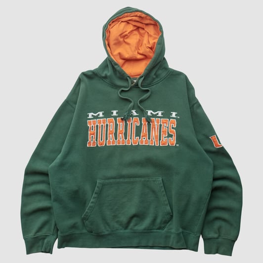 Miami Hurricanes Stadium Athletics 2010s Hooded Pullover Sweatshirt - Green - L by Fanatics Real Vintage