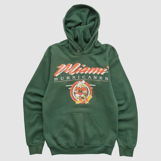 Miami Hurricanes TNT 90s Hooded Pullover Sweatshirt - Green - Yth L by Fanatics Real Vintage