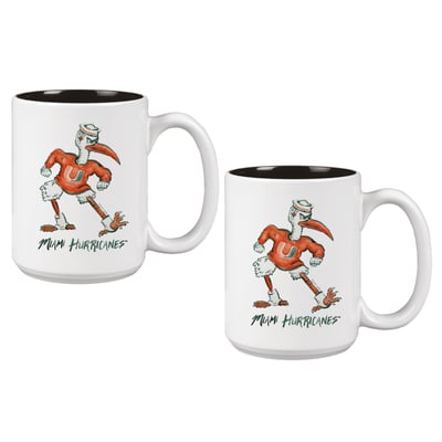 Miami Hurricanes Two-Piece 15oz. Laura Wilcox Mascot Mug Set