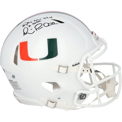 Michael Irvin Miami Hurricanes Autographed Fanatics Authentic Riddell Speed Authentic Helmet with "Anything come at me I catch" Inscription - Limited Edition #5/5