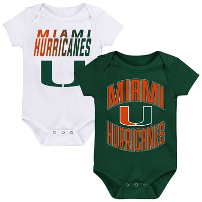  Miami Hurricanes Outerstuff Newborn Snuggle Blitz Two-Piece Bodysuit Set - Green