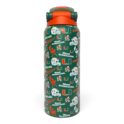Miami Hurricanes Pegasus 32oz. Game Day Pennant Stainless Steel ProPress Water Bottle
