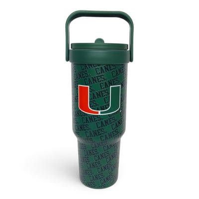 Miami Hurricanes Pegasus 40oz. 5-D Logo Wordmark Stainless Steel ProCarry Tumbler