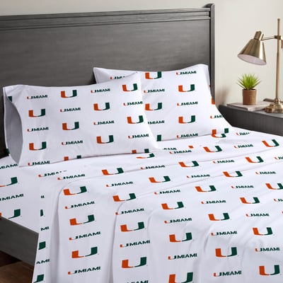Miami Hurricanes Pegasus Four-Piece Full Sheet Set