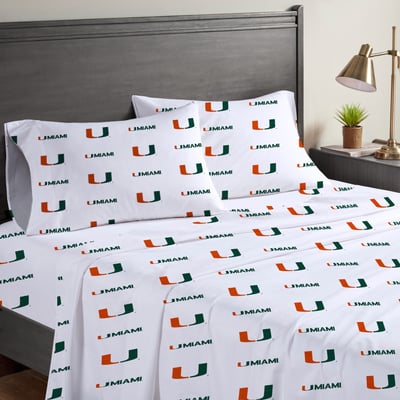 Miami Hurricanes Pegasus Four-Piece Queen Sheet Set