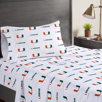 Miami Hurricanes Pegasus Three-Piece Twin Sheet Set